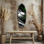 Baseball Liquid Swirl Black Green Glass Wall Art.