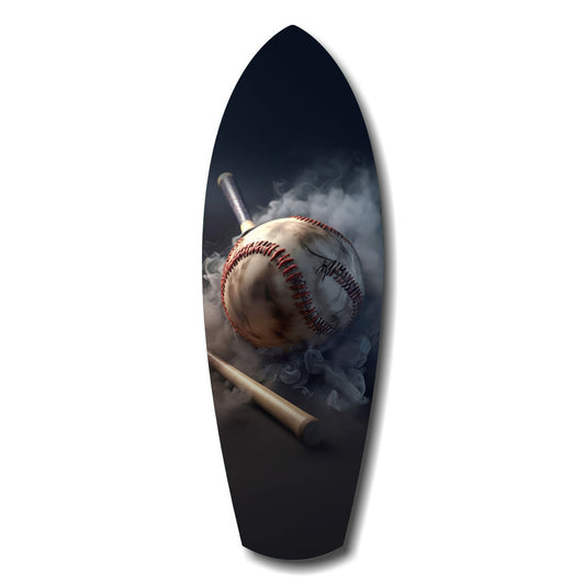 Vintage Baseball Bat Smoke Dramatic Glass Wall Art.