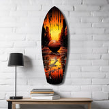 Basketball Sunset Cityscape Drip Glass Wall Art.