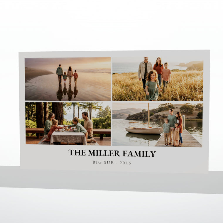 Photo collage printed on tempered glass, shown in 3D on the real material