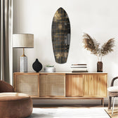 Golden Surf Reflection Glass Wall Art.