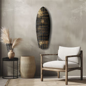 Golden Surf Reflection Glass Wall Art.
