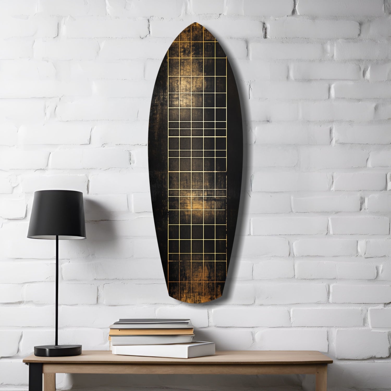 Golden Surf Reflection Glass Wall Art.
