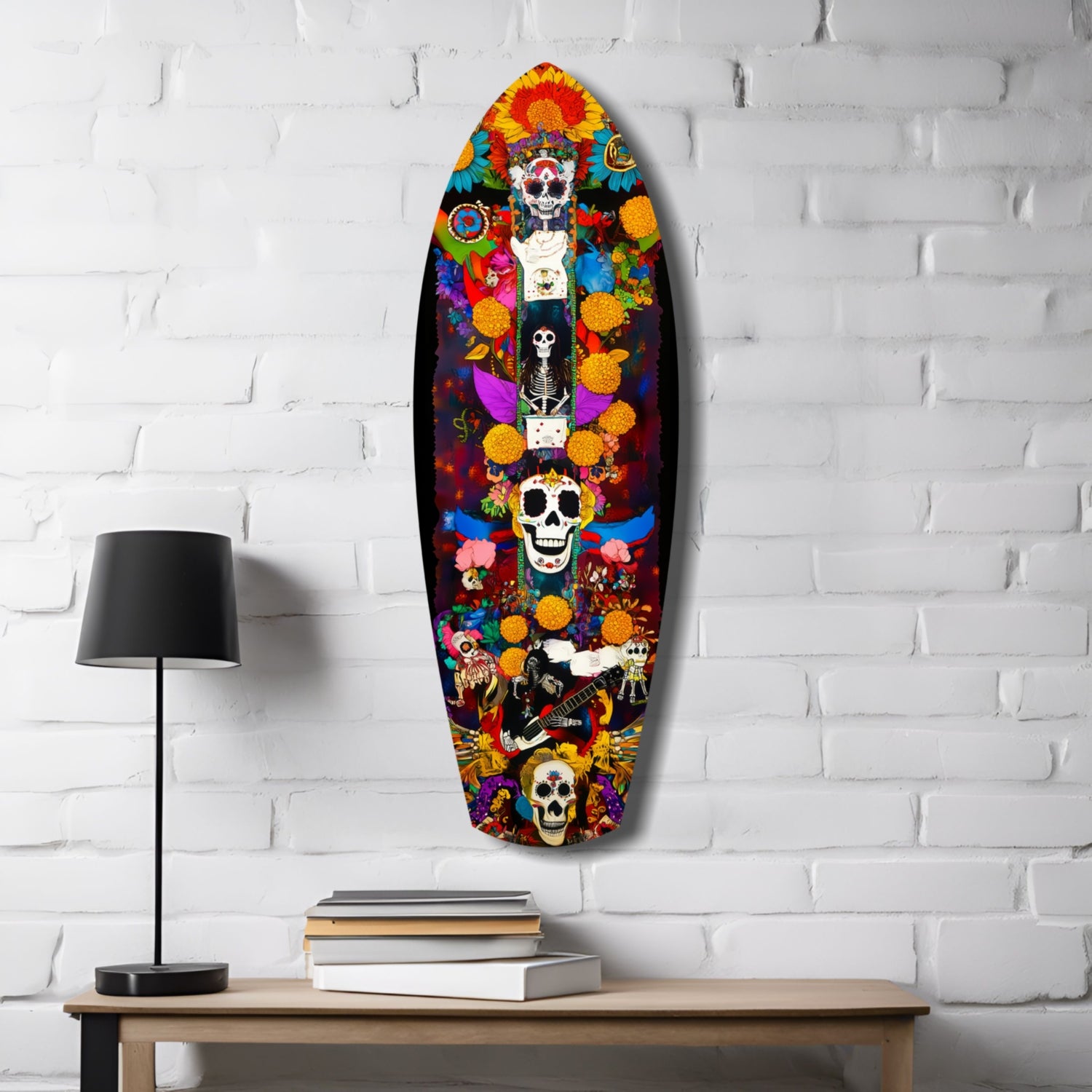 Colorful Skulls Glass Wall Art.