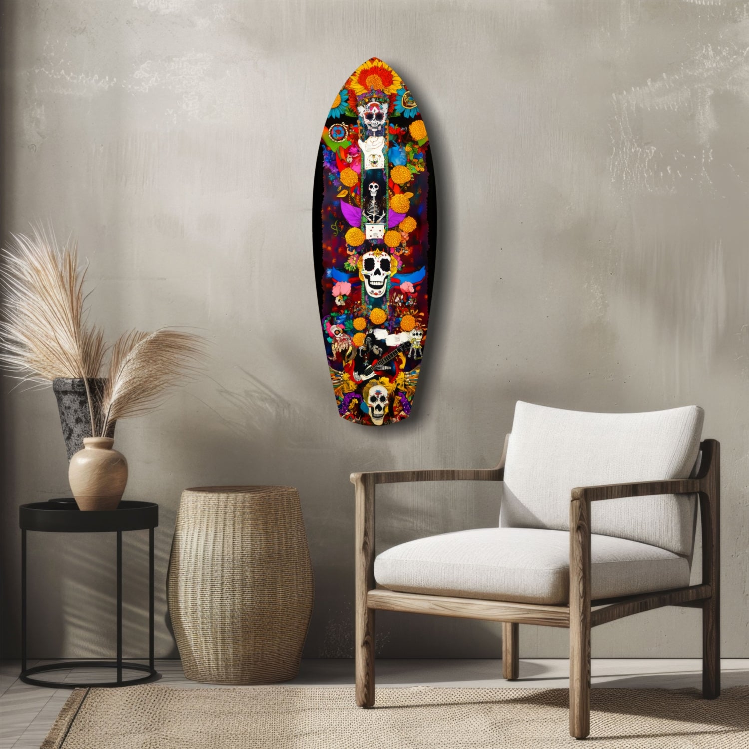 Colorful Skulls Glass Wall Art.