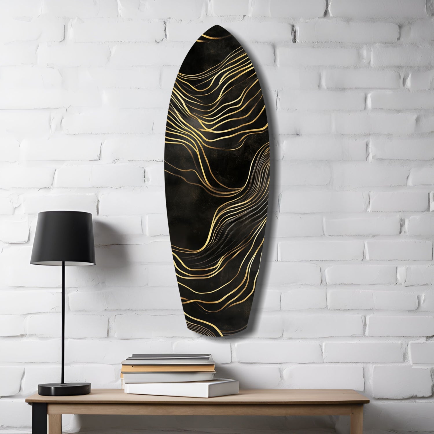 Golden Waves Glass Wall Art.