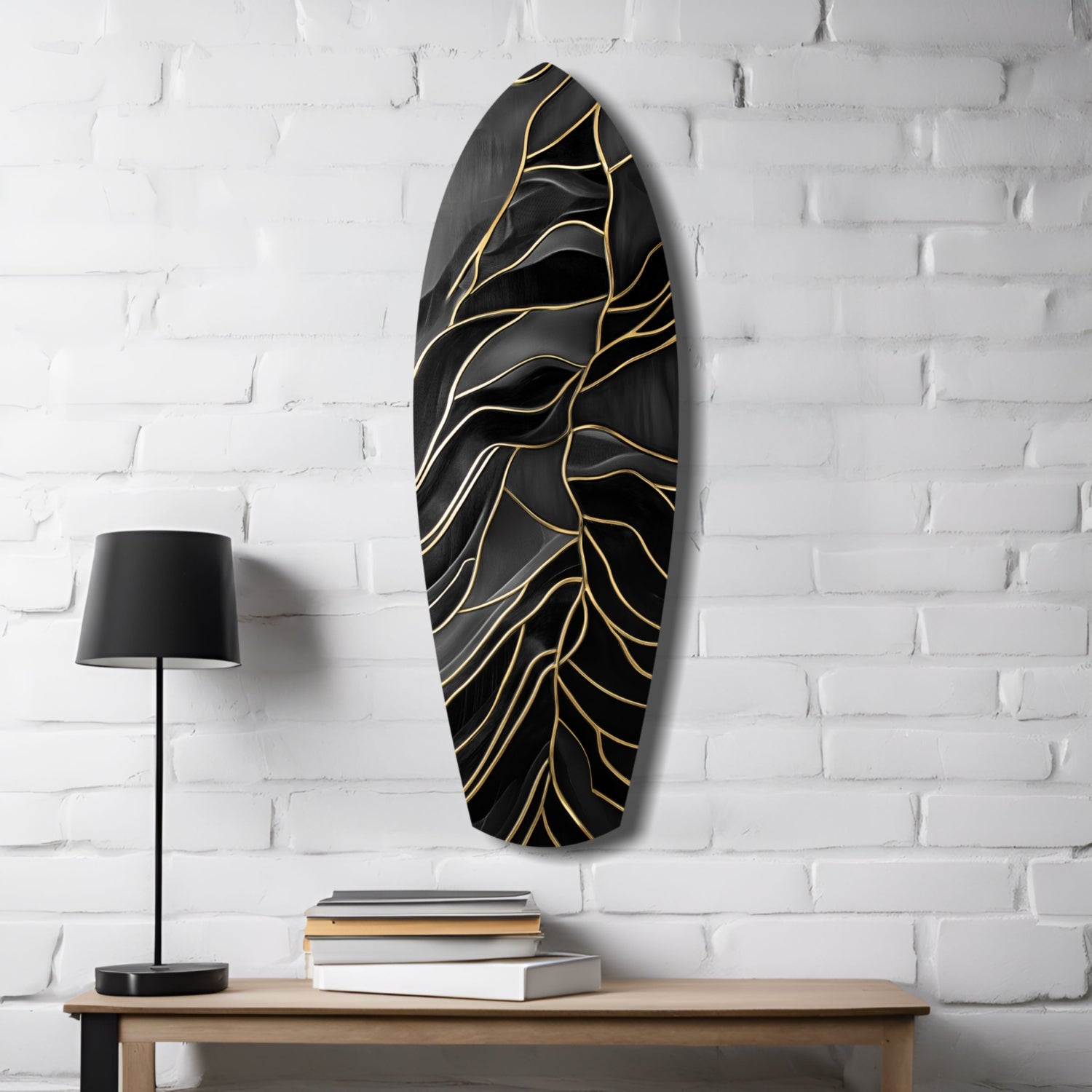 Golden Waves Glass Wall Art.
