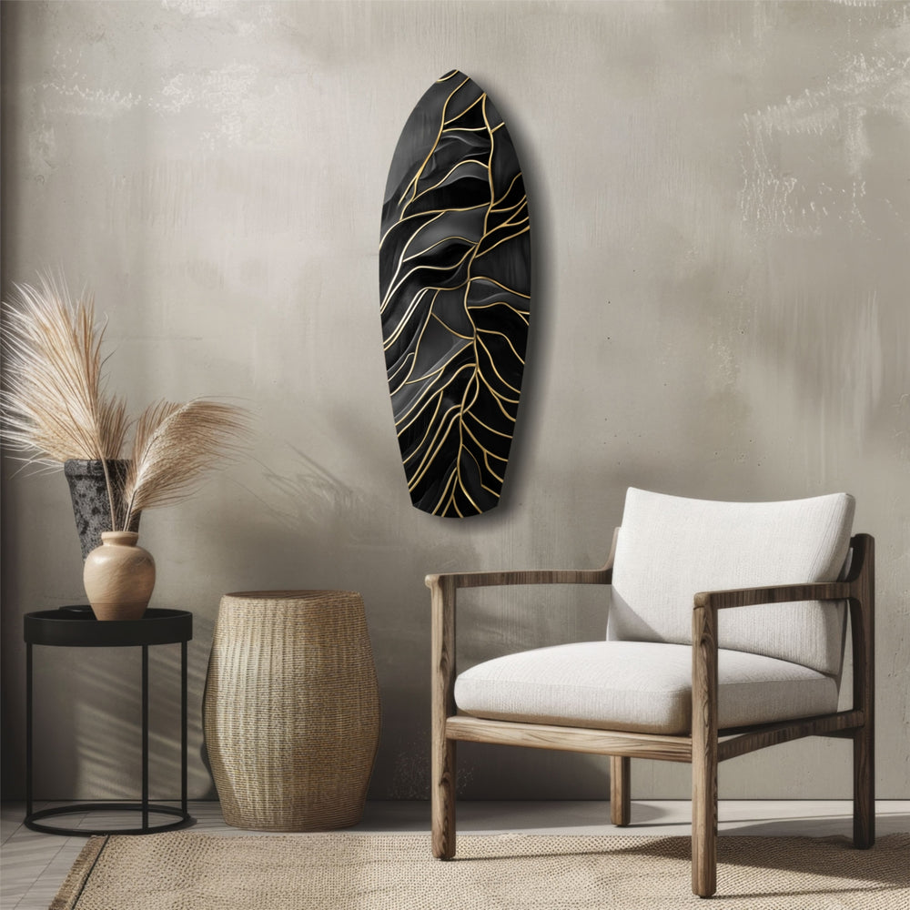 Golden Waves Glass Wall Art.