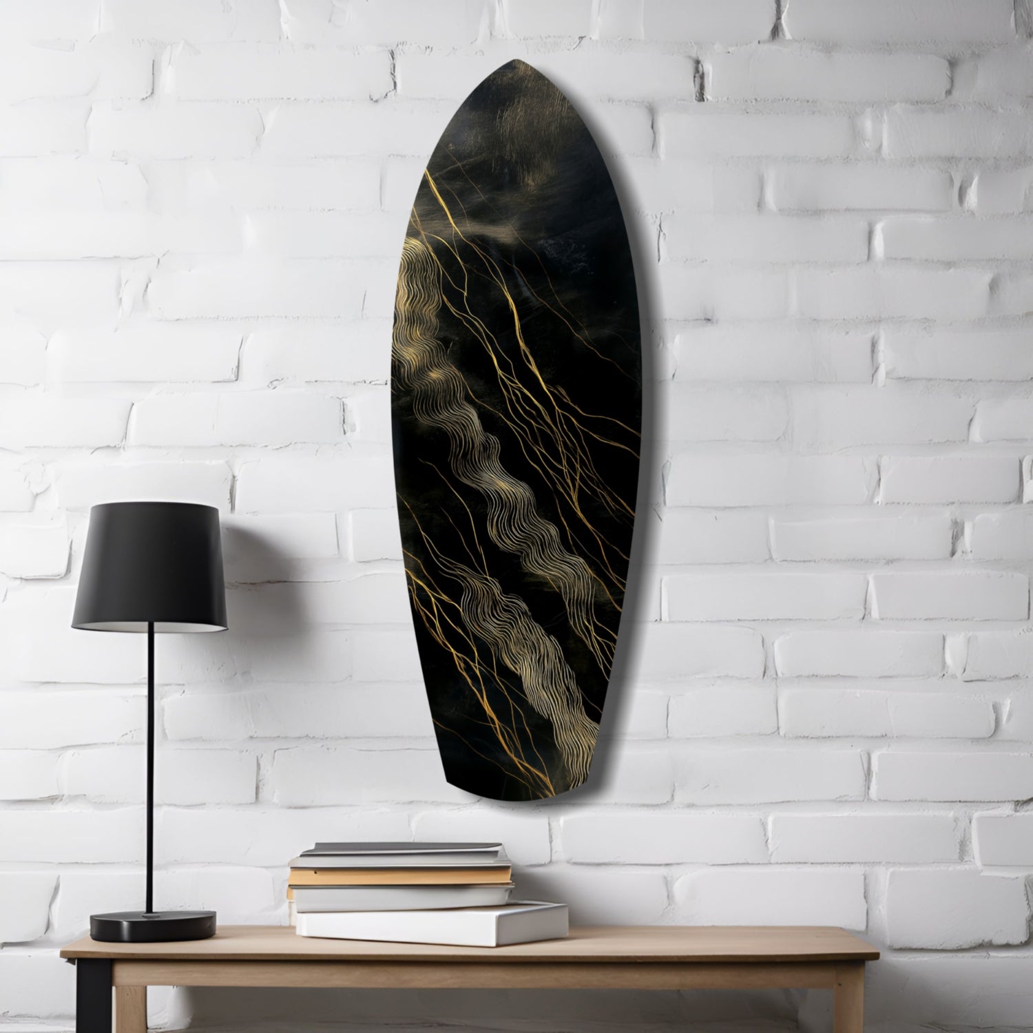 Golden Waves Glass Wall Art.