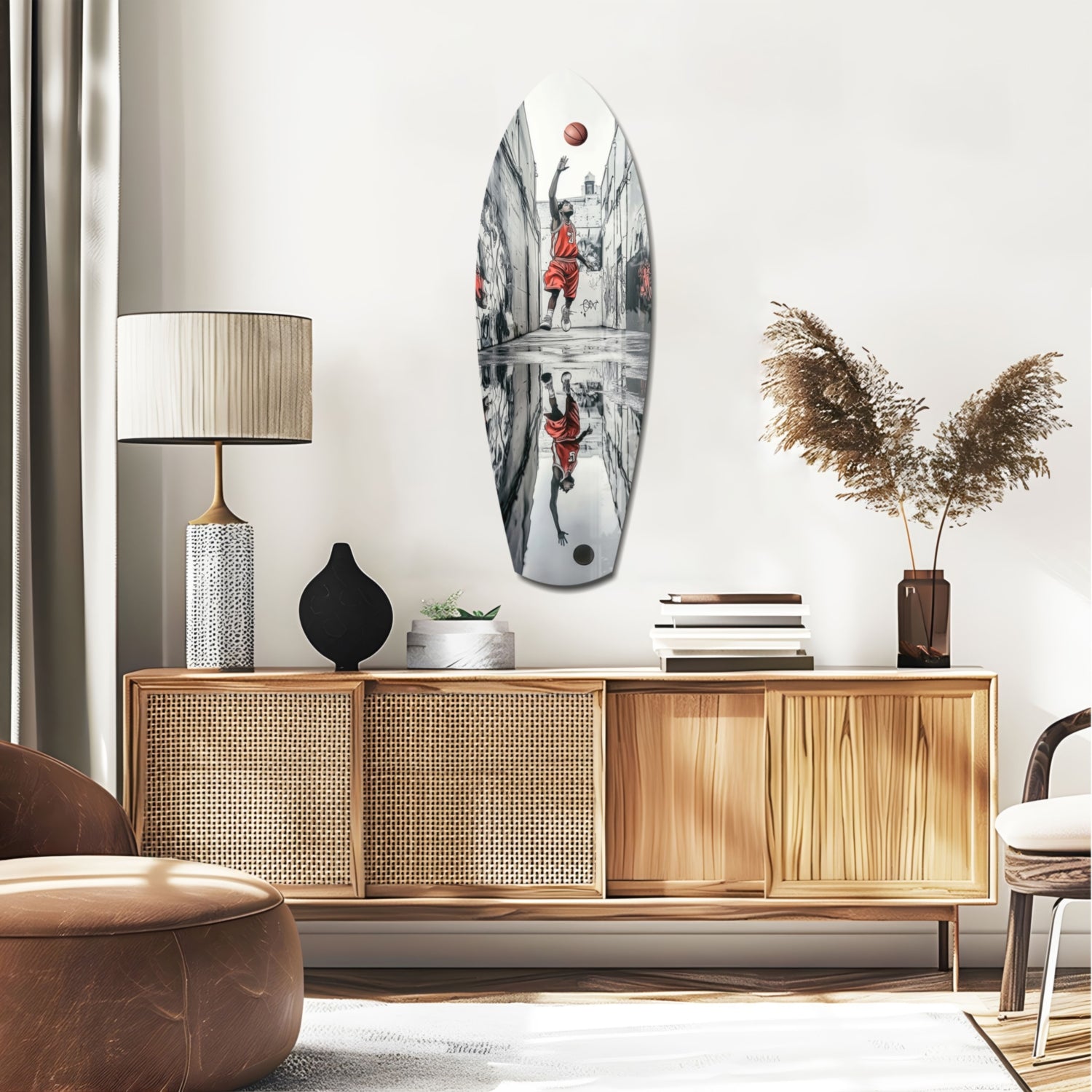 Street Basketball Glass Wall Art.