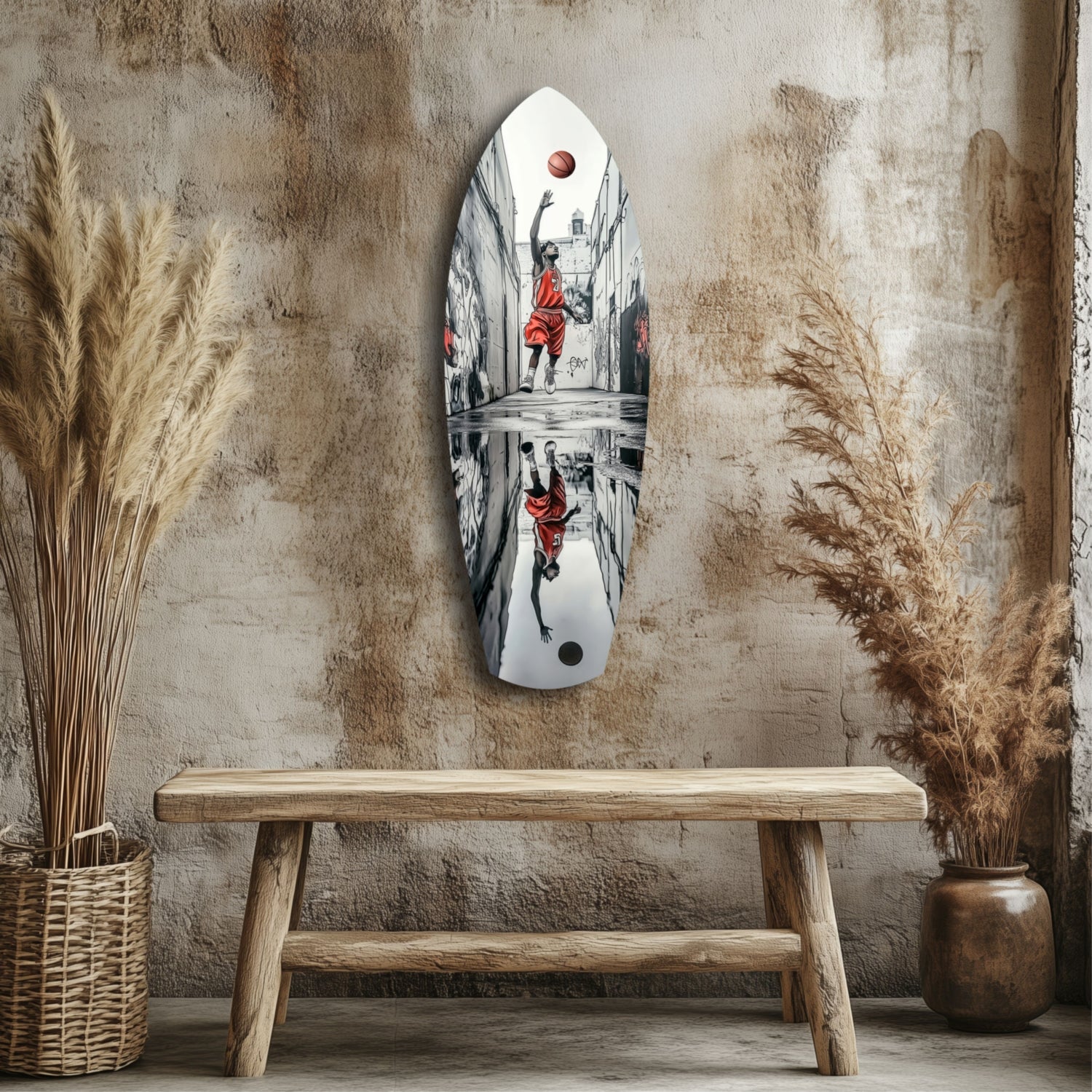 Street Basketball Glass Wall Art.