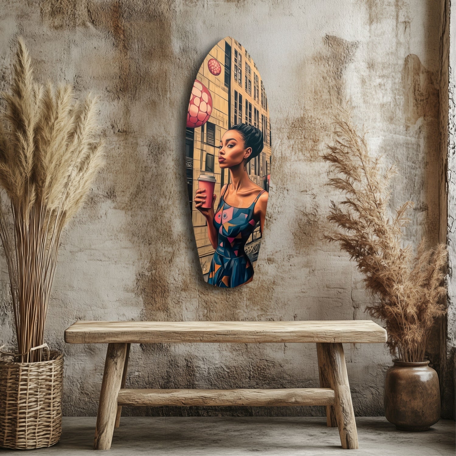 Modern City Life Glass Wall Art.