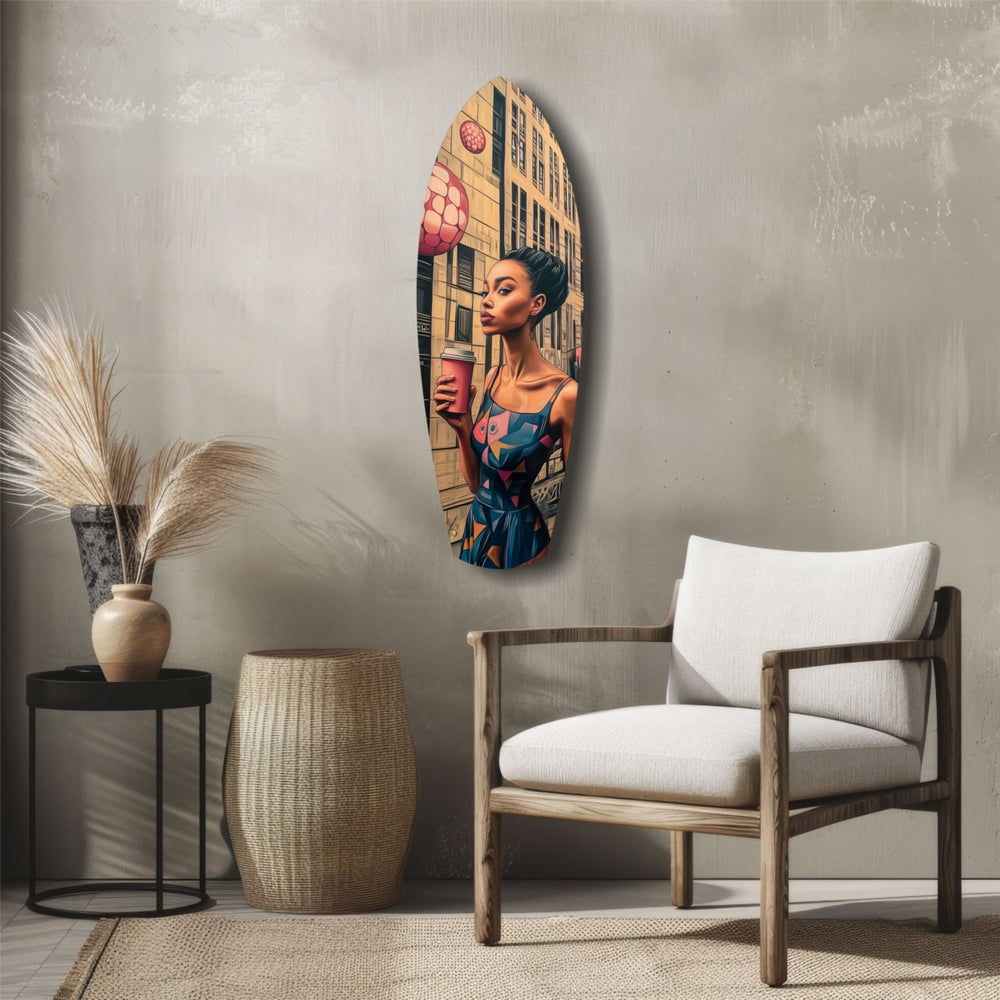 Modern City Life Glass Wall Art.
