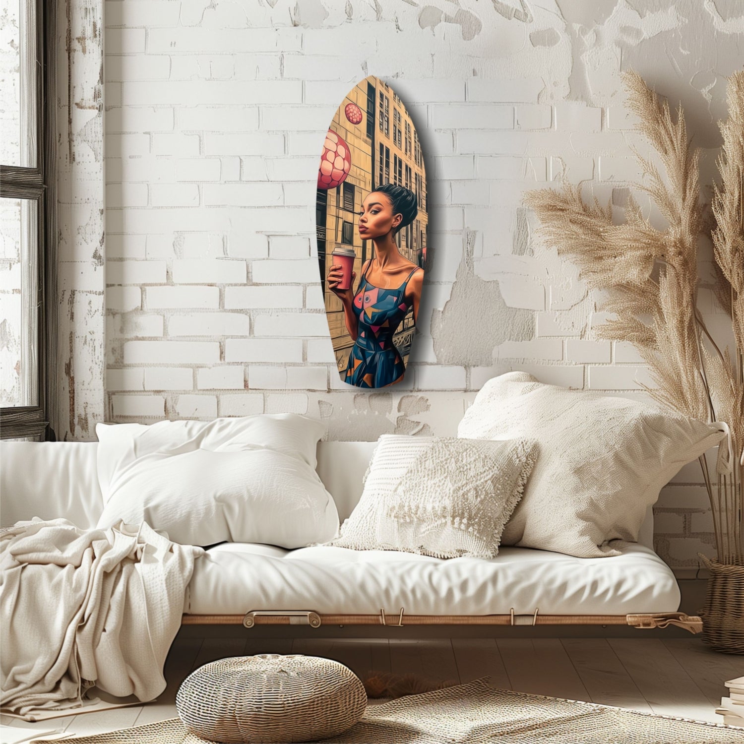 Modern City Life Glass Wall Art.