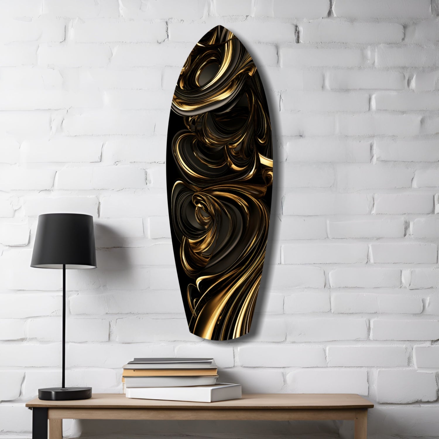 Golden Swirls Glass Wall Art.