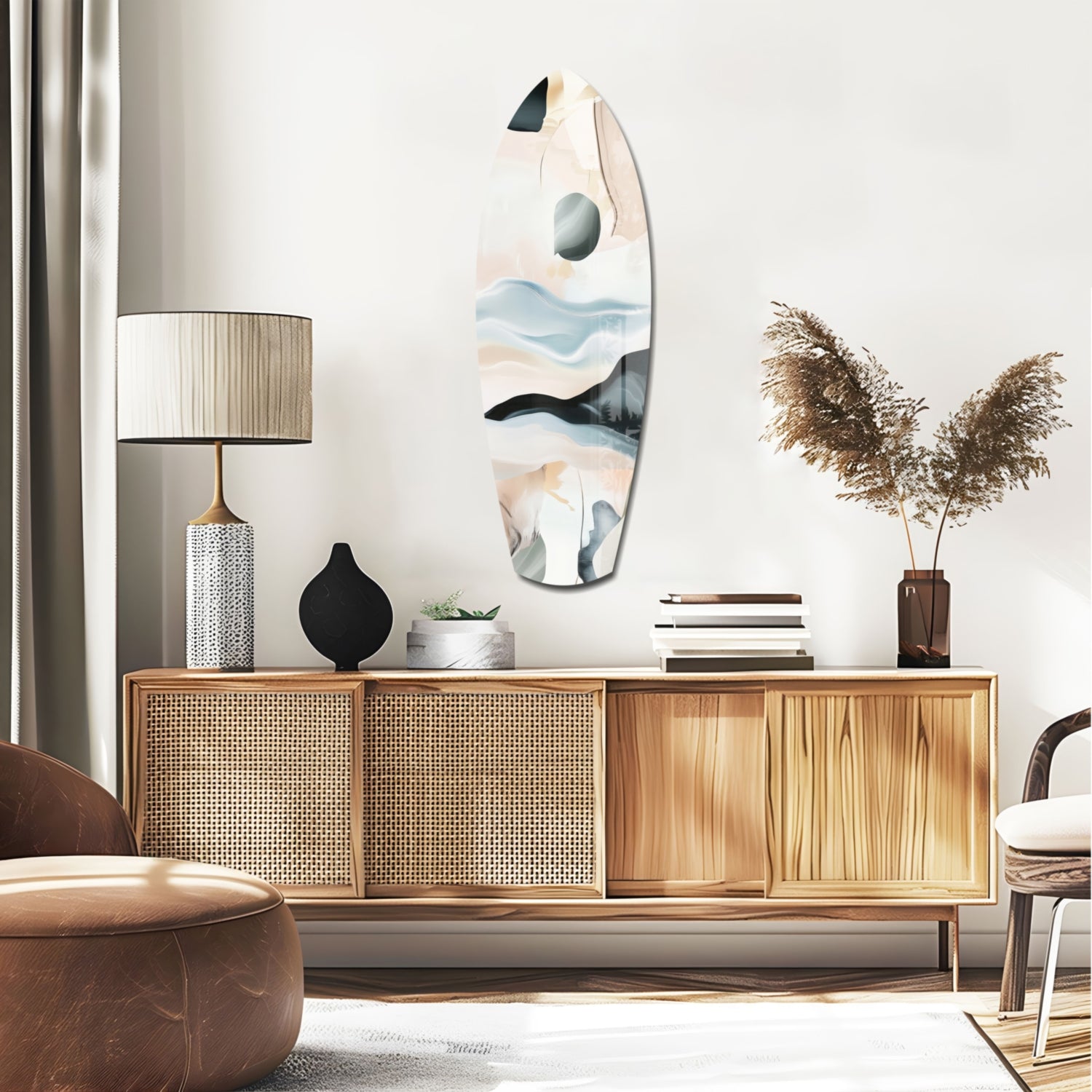 Abstract Sailing Glass Wall Art.