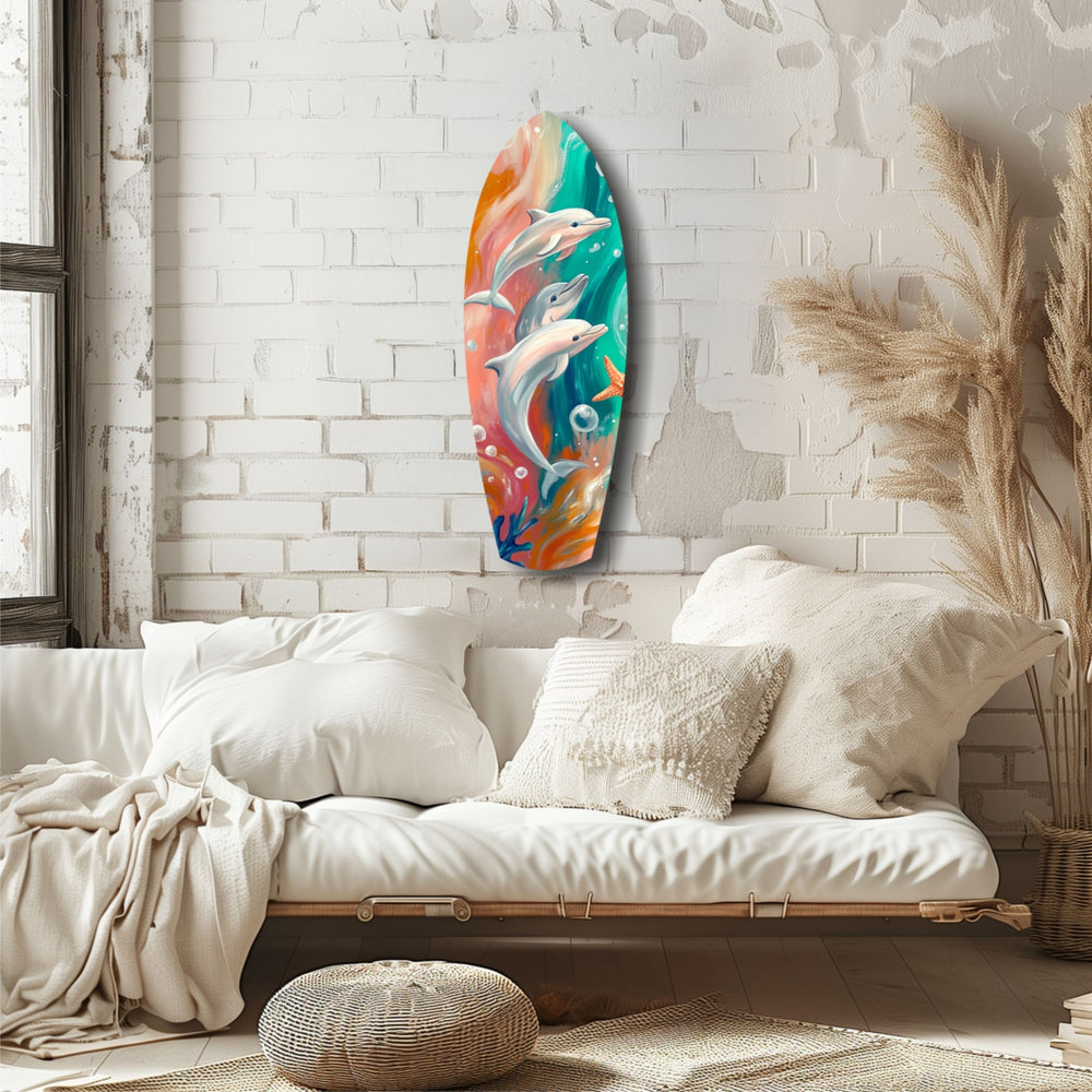Dolphin Family Glass Wall Art.