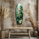 Tropical Flamingo Haven Glass Wall Art.