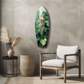 Tropical Flamingo Haven Glass Wall Art.
