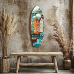 Cute Coastal Village Glass Wall Art.