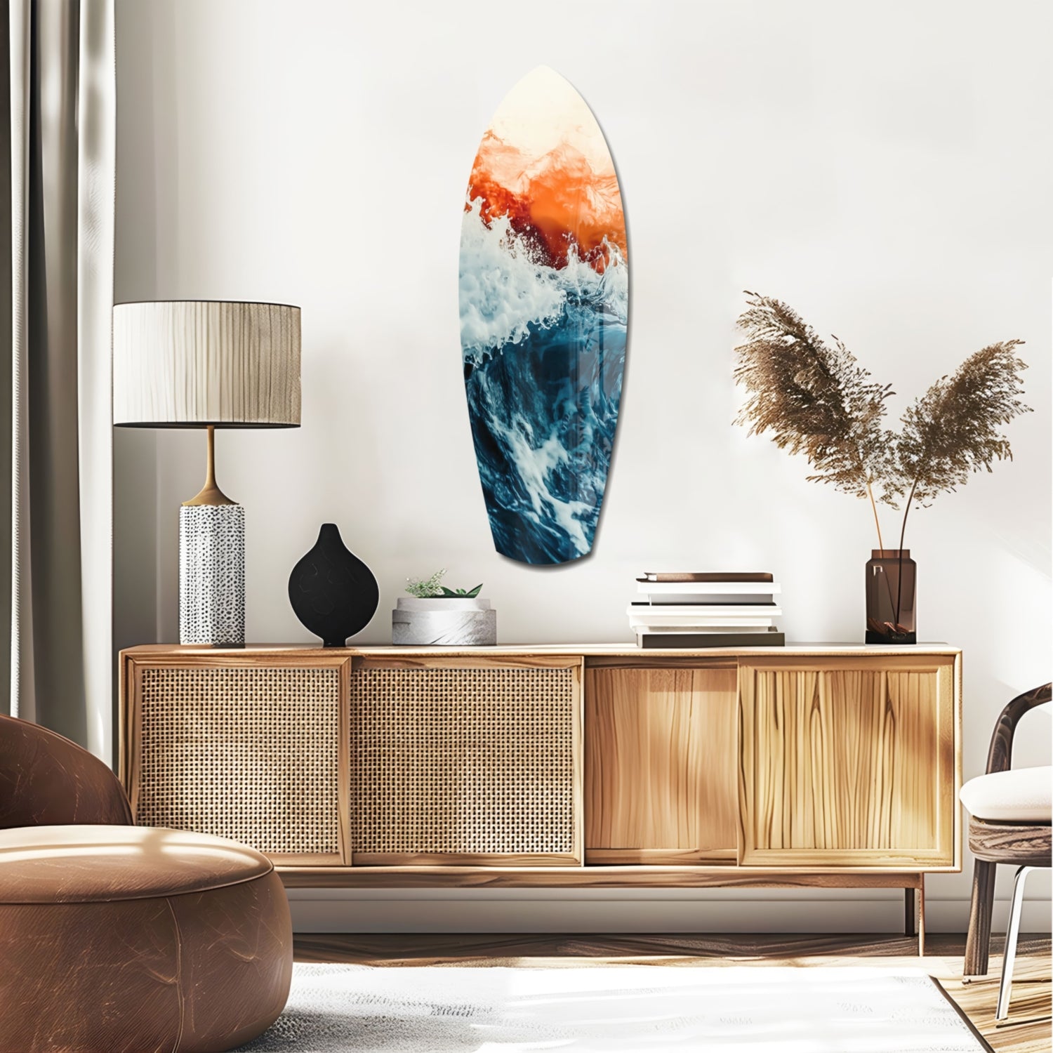 Colors of the Sunset in the Ocean Glass Wall Art.