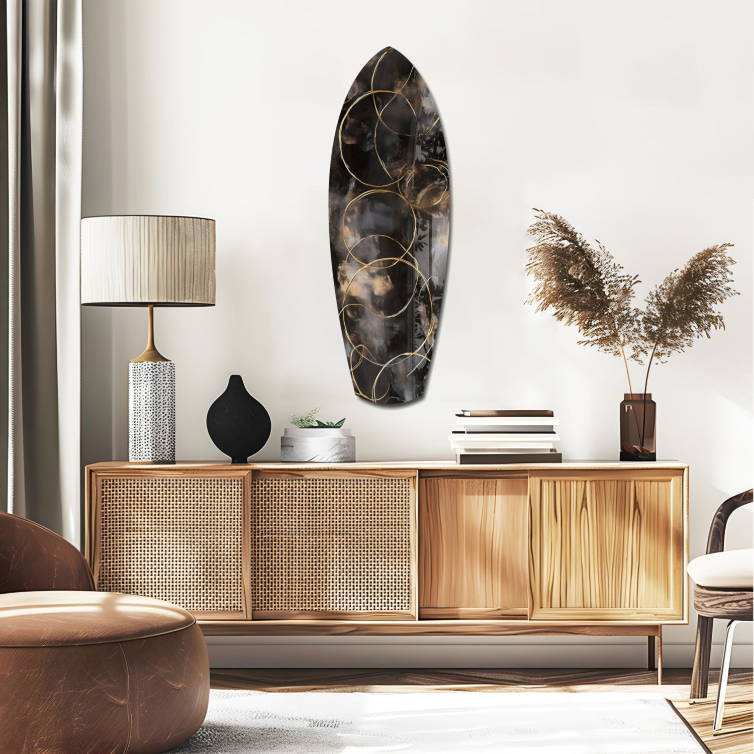 Golden Circles Glass Wall Art.