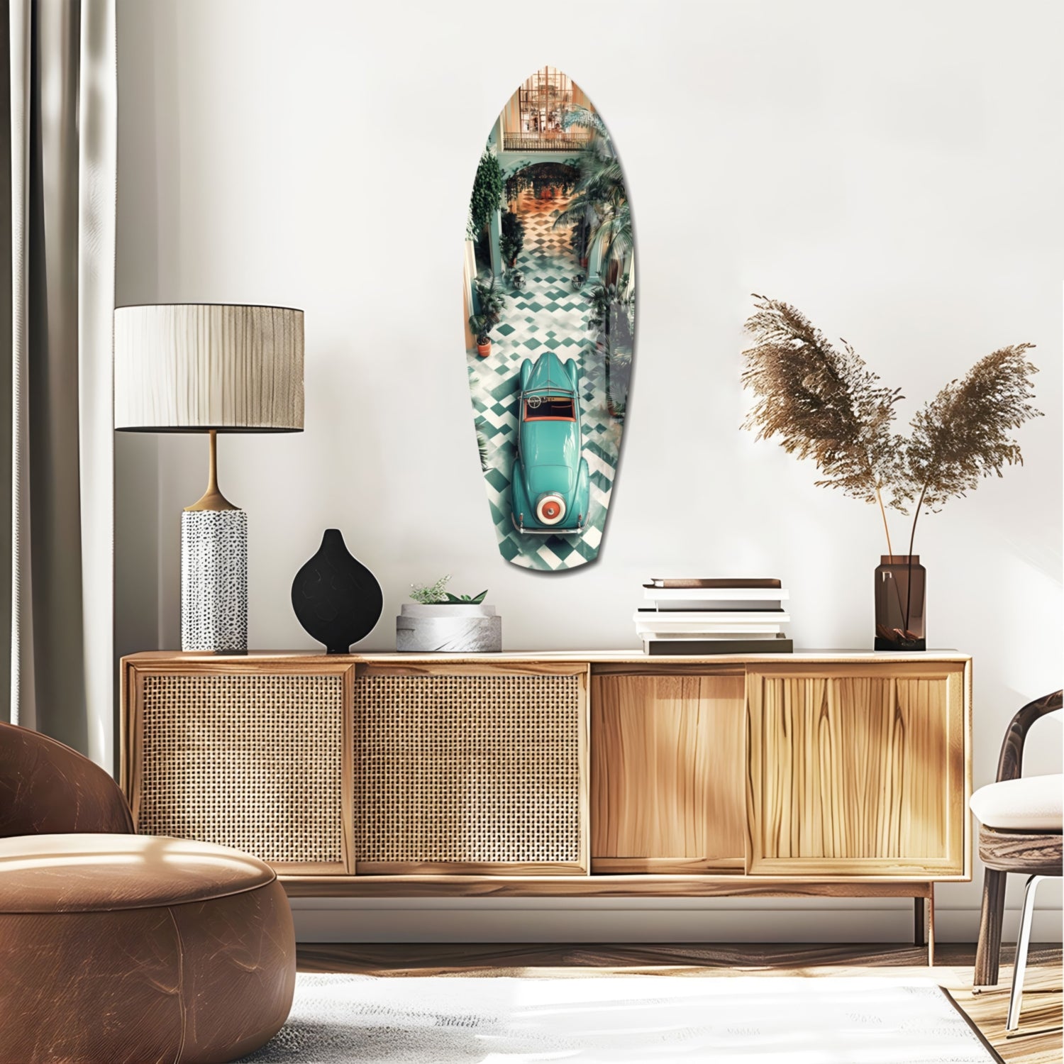 50s Vintage Garage Glass Wall Art.