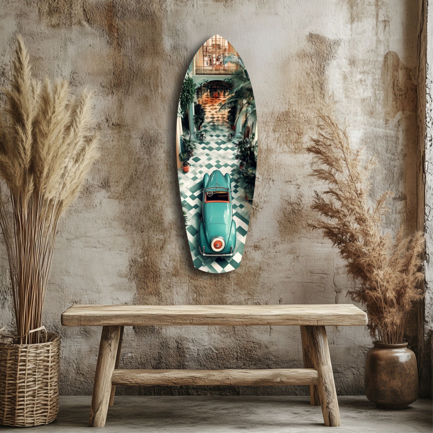 50s Vintage Garage Glass Wall Art.