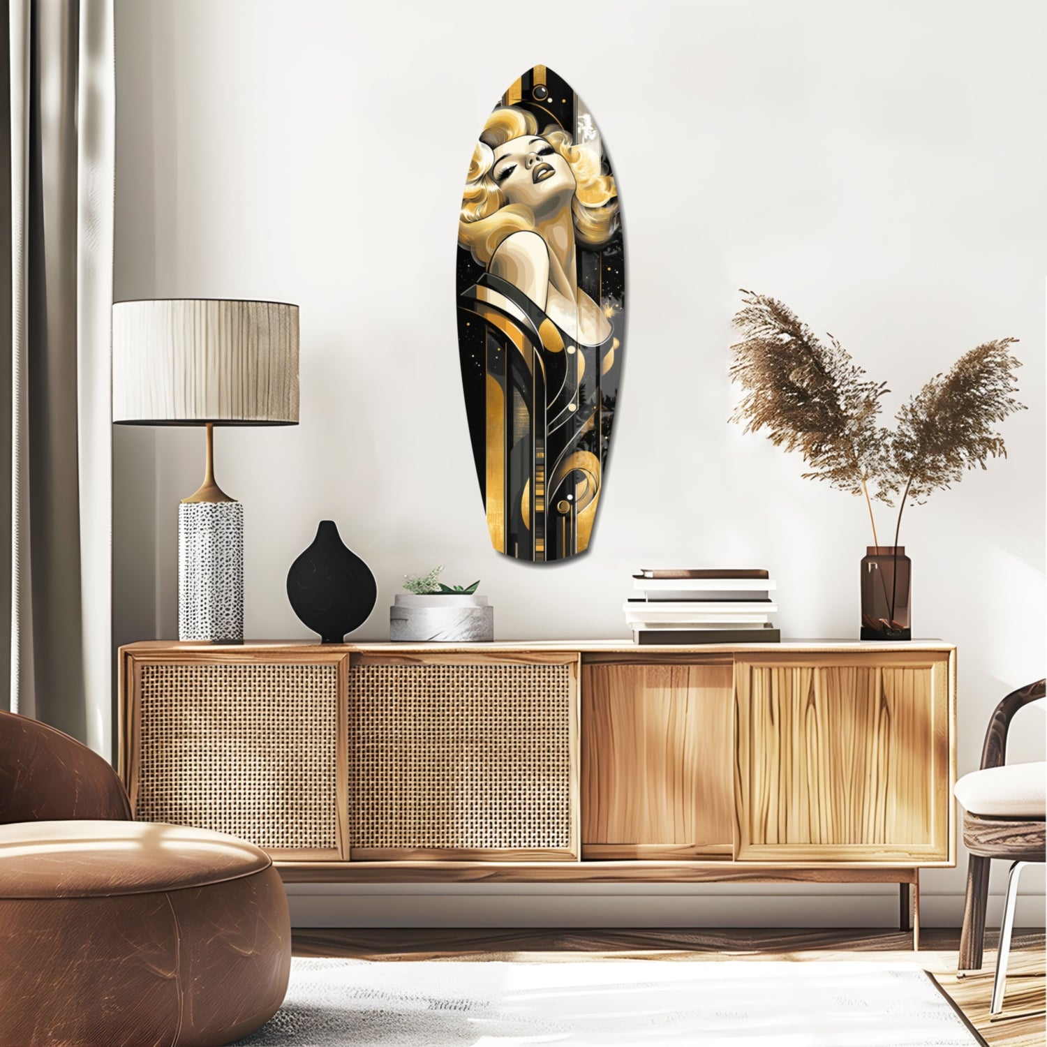 Golden Marilyn Monroe Glass Wall Art.