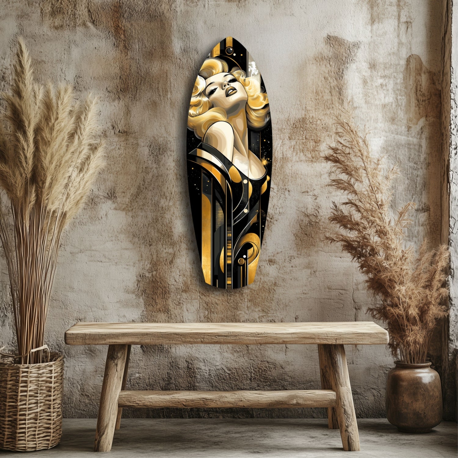 Golden Marilyn Monroe Glass Wall Art.