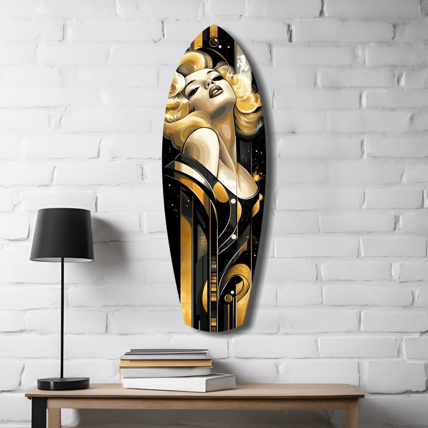 Golden Marilyn Monroe Glass Wall Art.