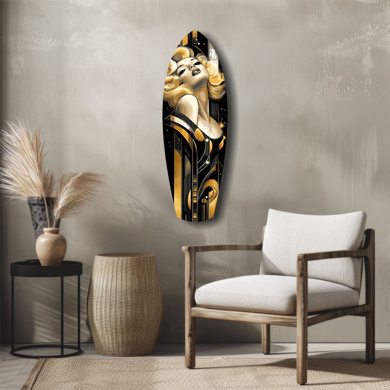 Golden Marilyn Monroe Glass Wall Art.