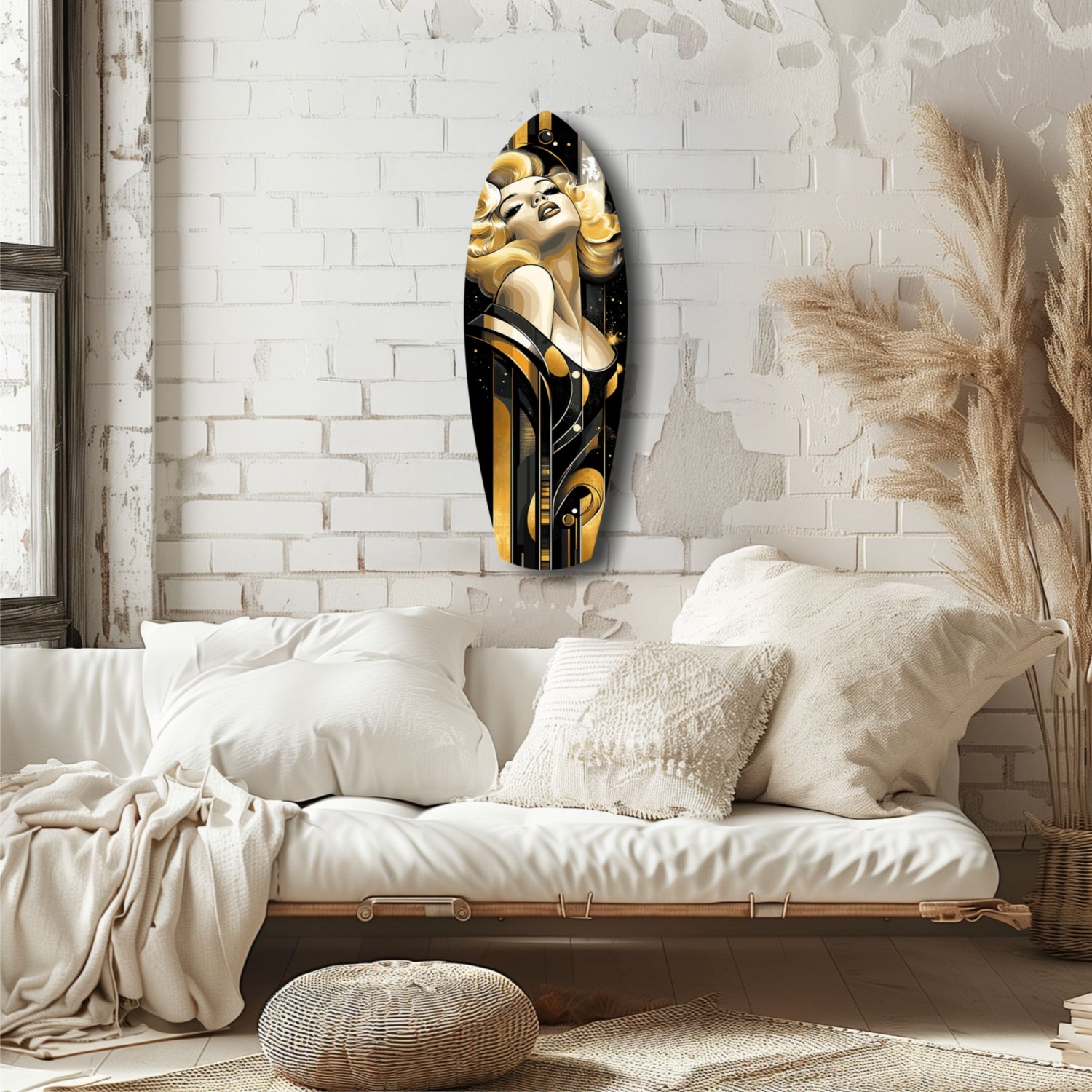 Golden Marilyn Monroe Glass Wall Art.