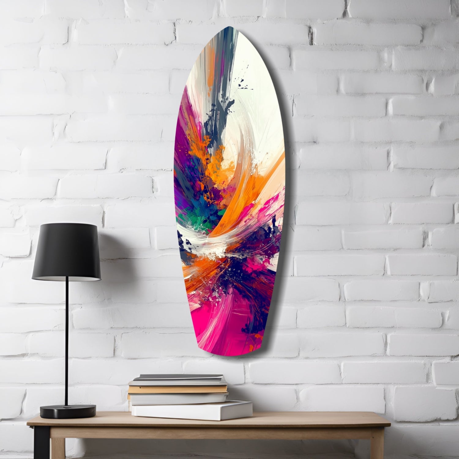 Abstract Paint Brushes Glass Wall Art.