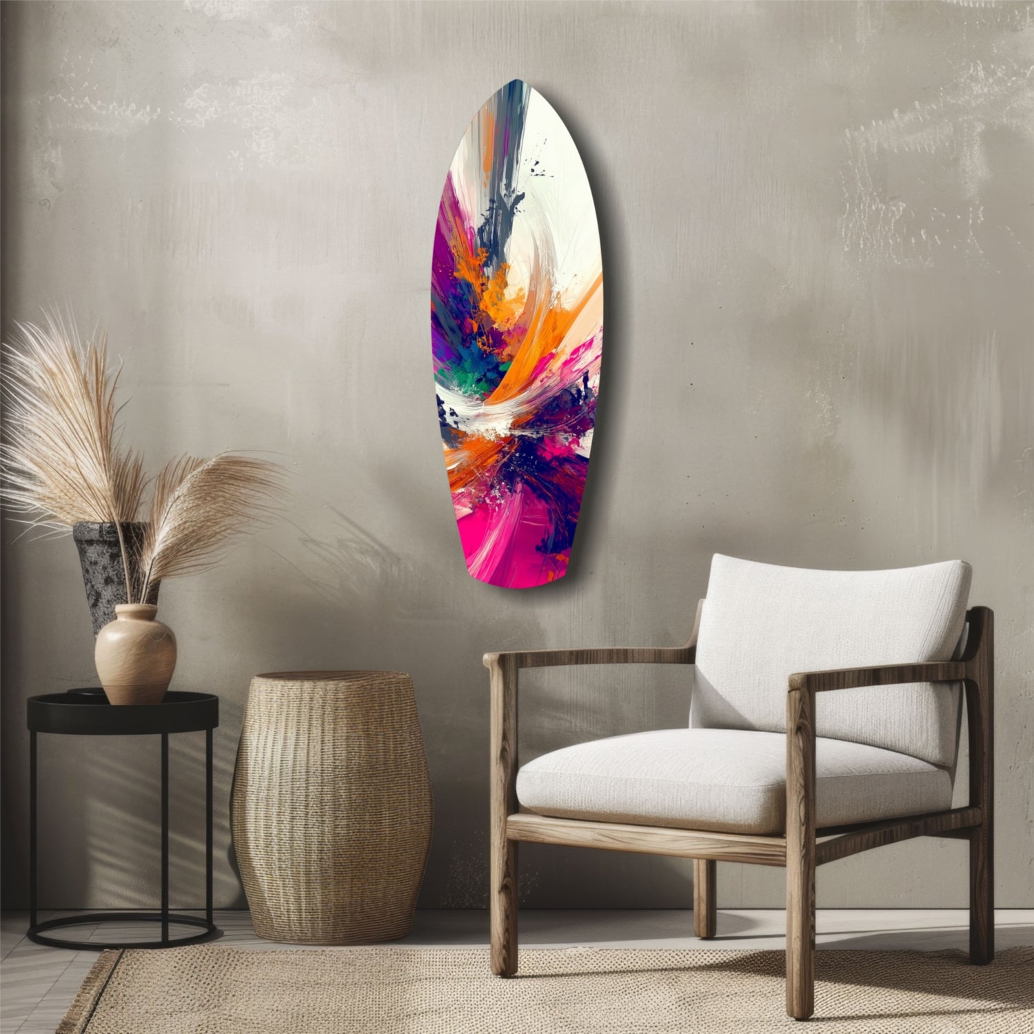 Abstract Paint Brushes Glass Wall Art.