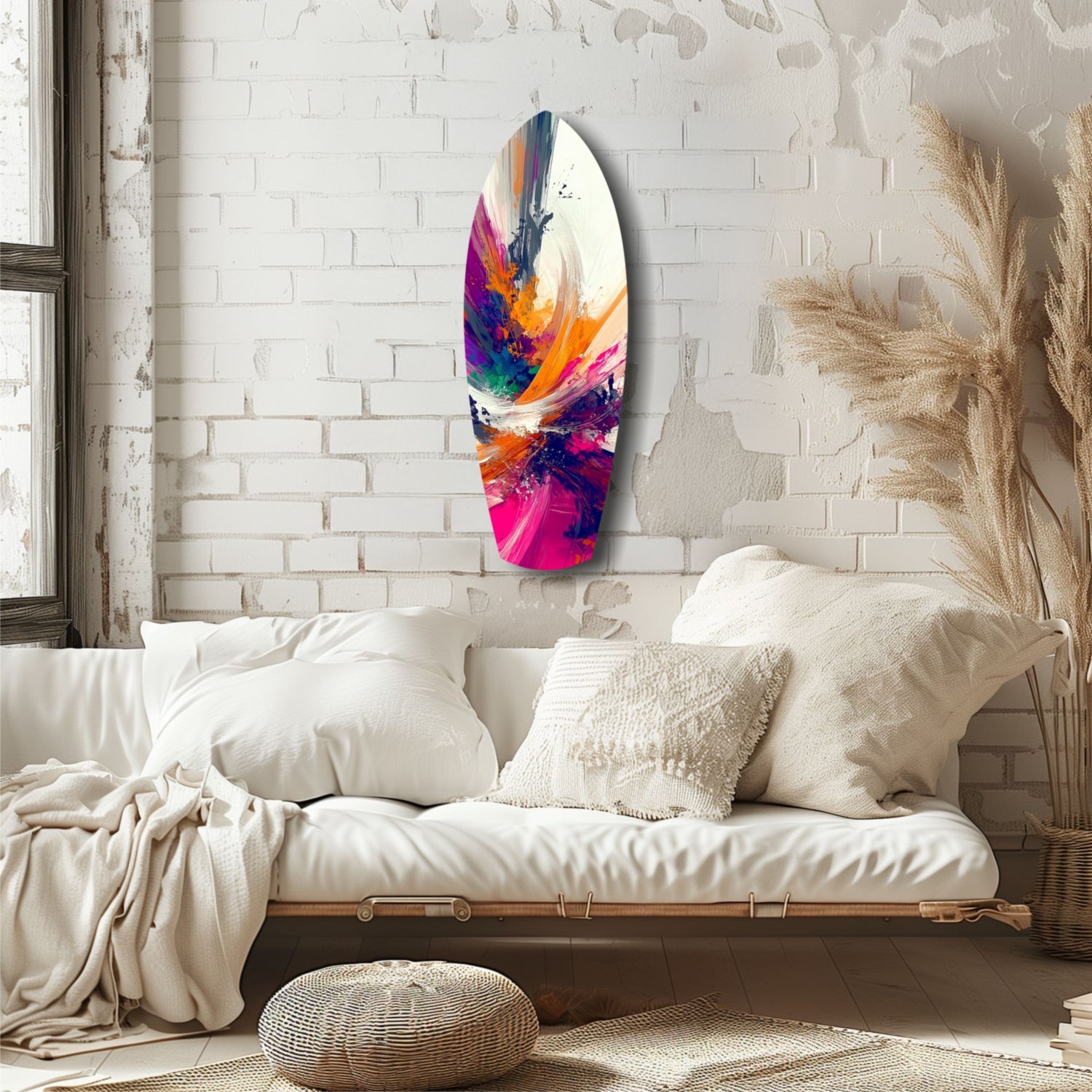 Abstract Paint Brushes Glass Wall Art.