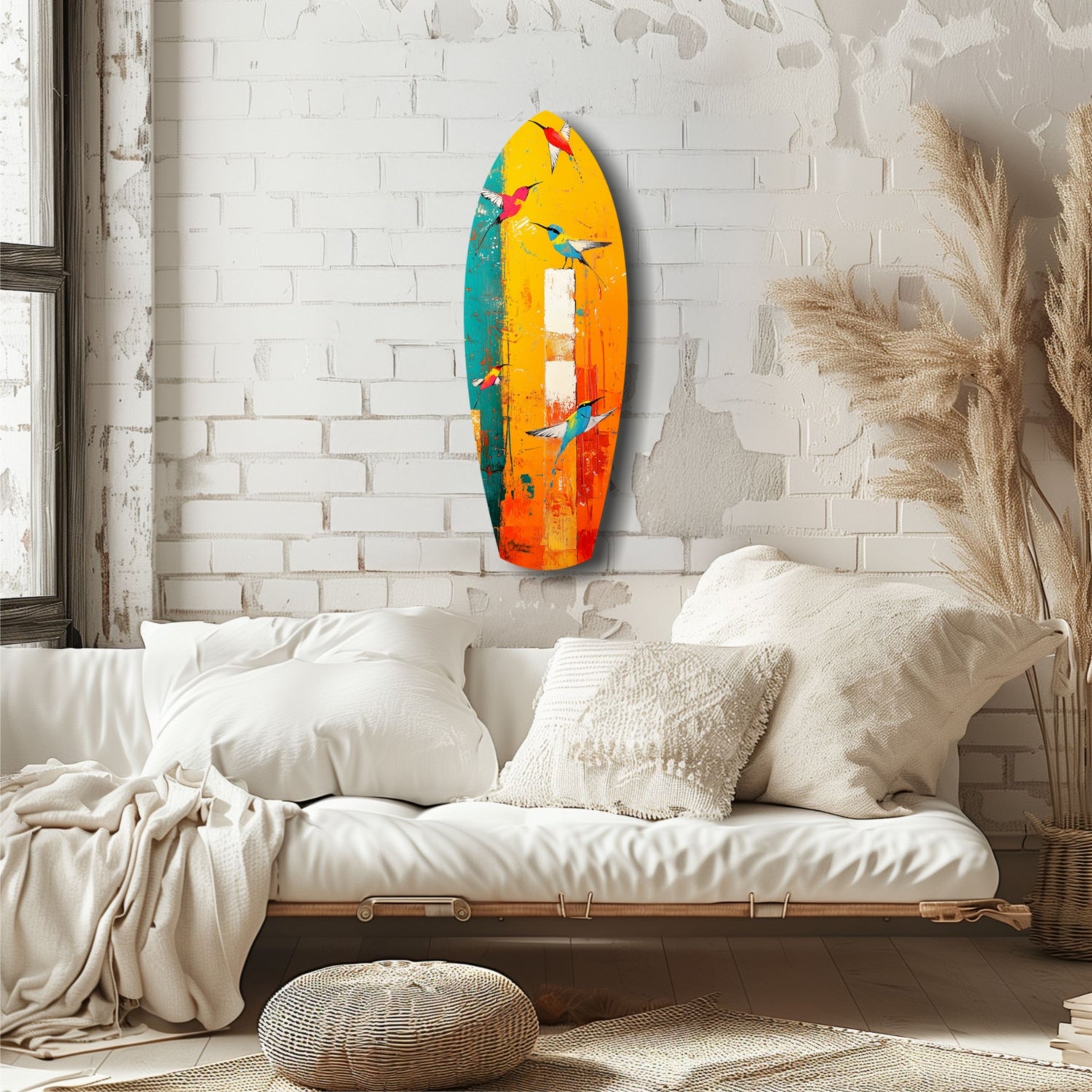 Birds in Colors Glass Wall Art.