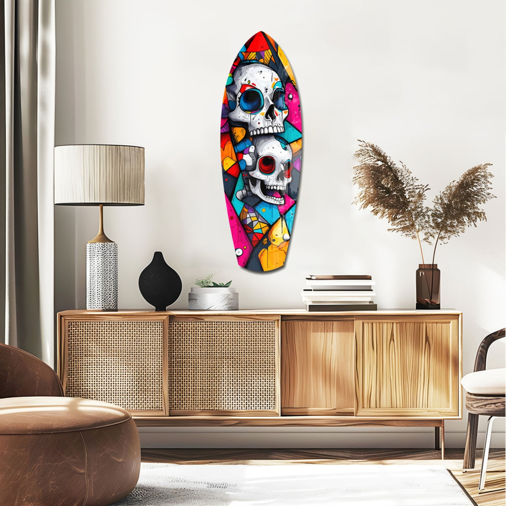 Vintage Skulls Glass Wall Art.