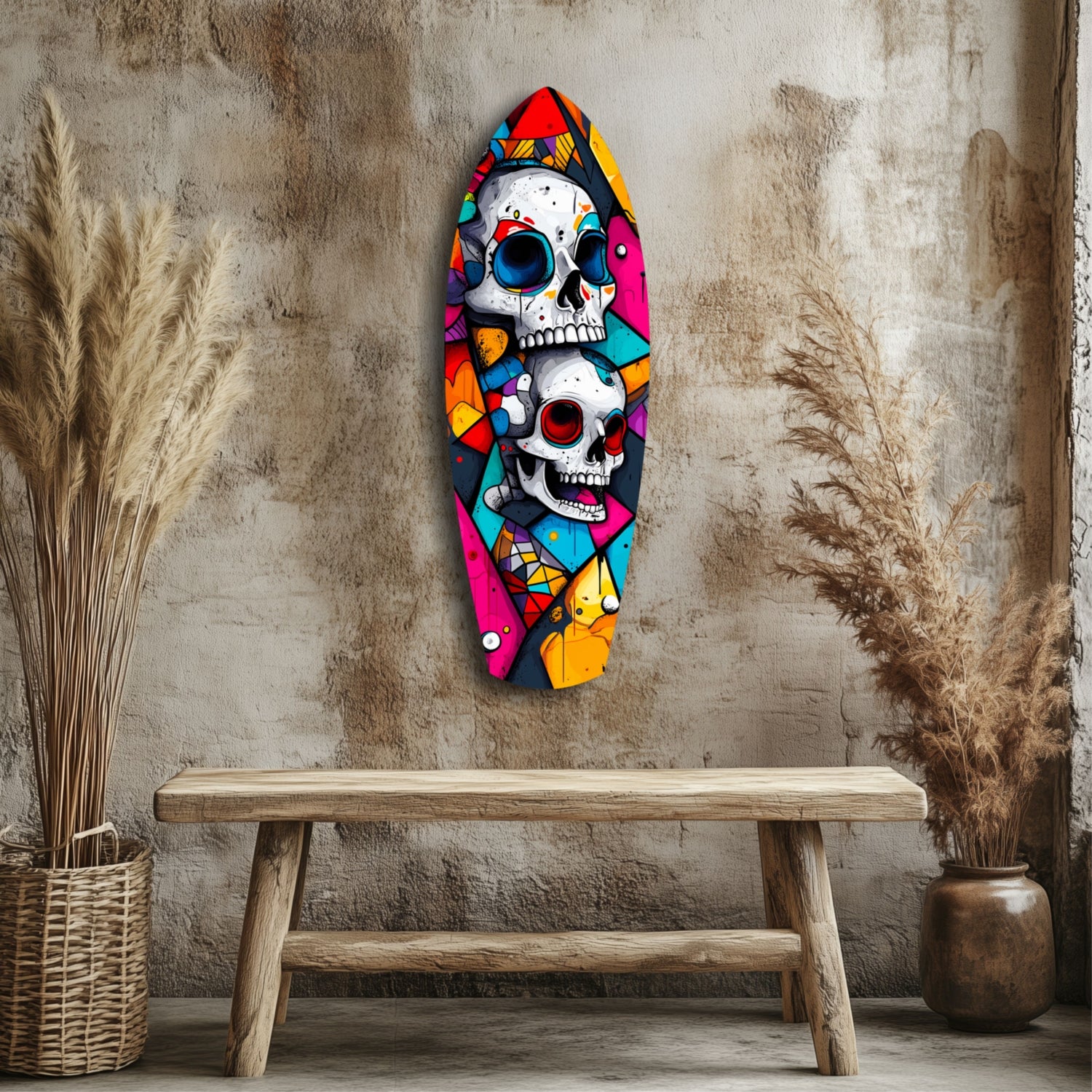 Vintage Skulls Glass Wall Art.