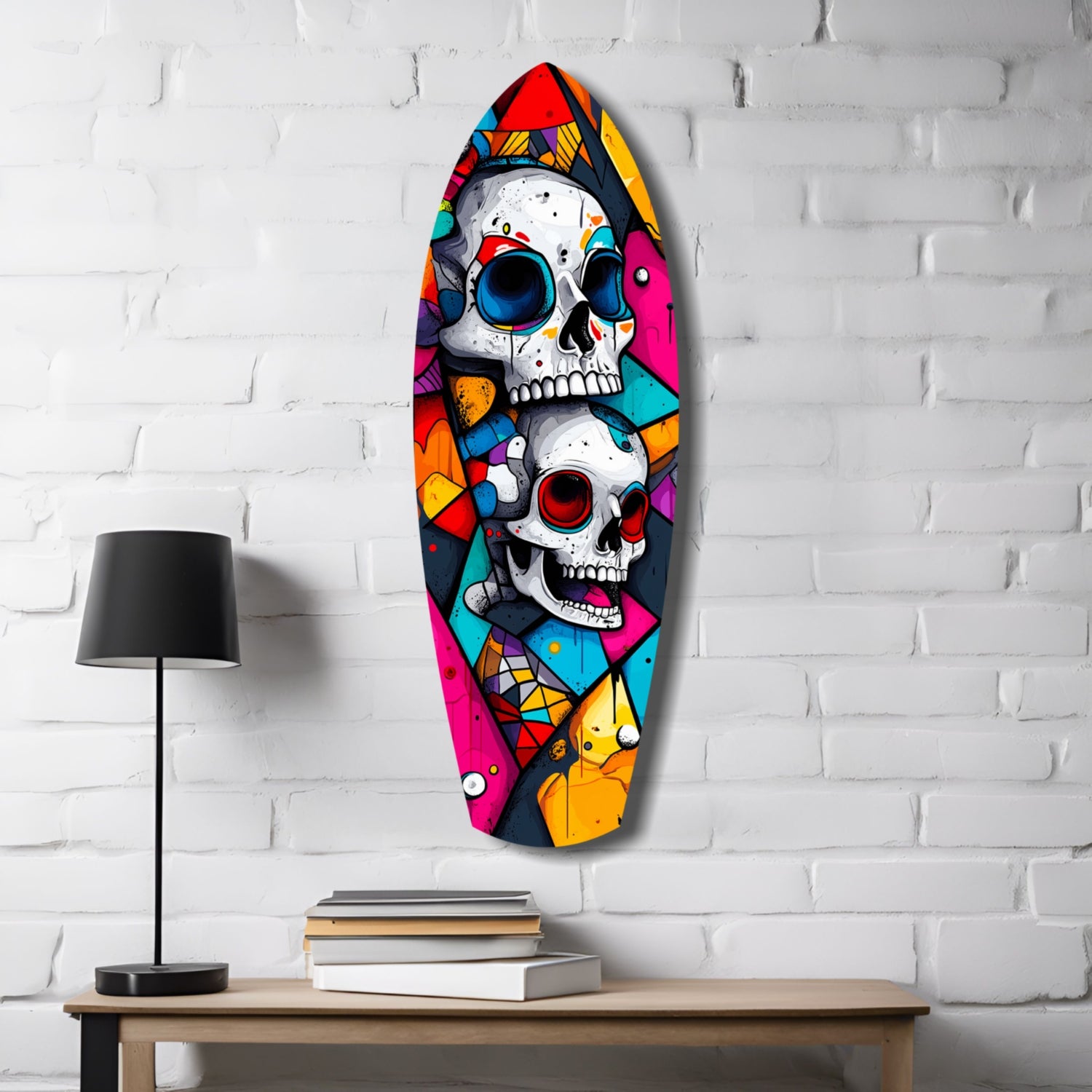 Vintage Skulls Glass Wall Art.