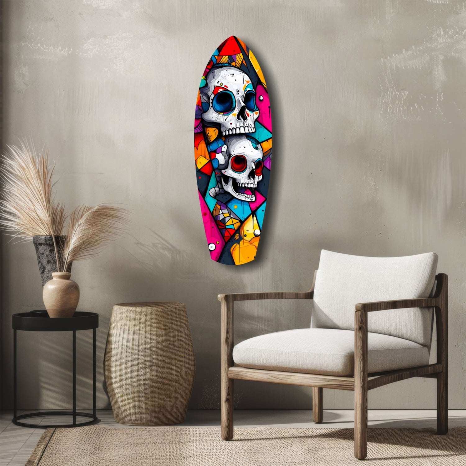 Vintage Skulls Glass Wall Art.