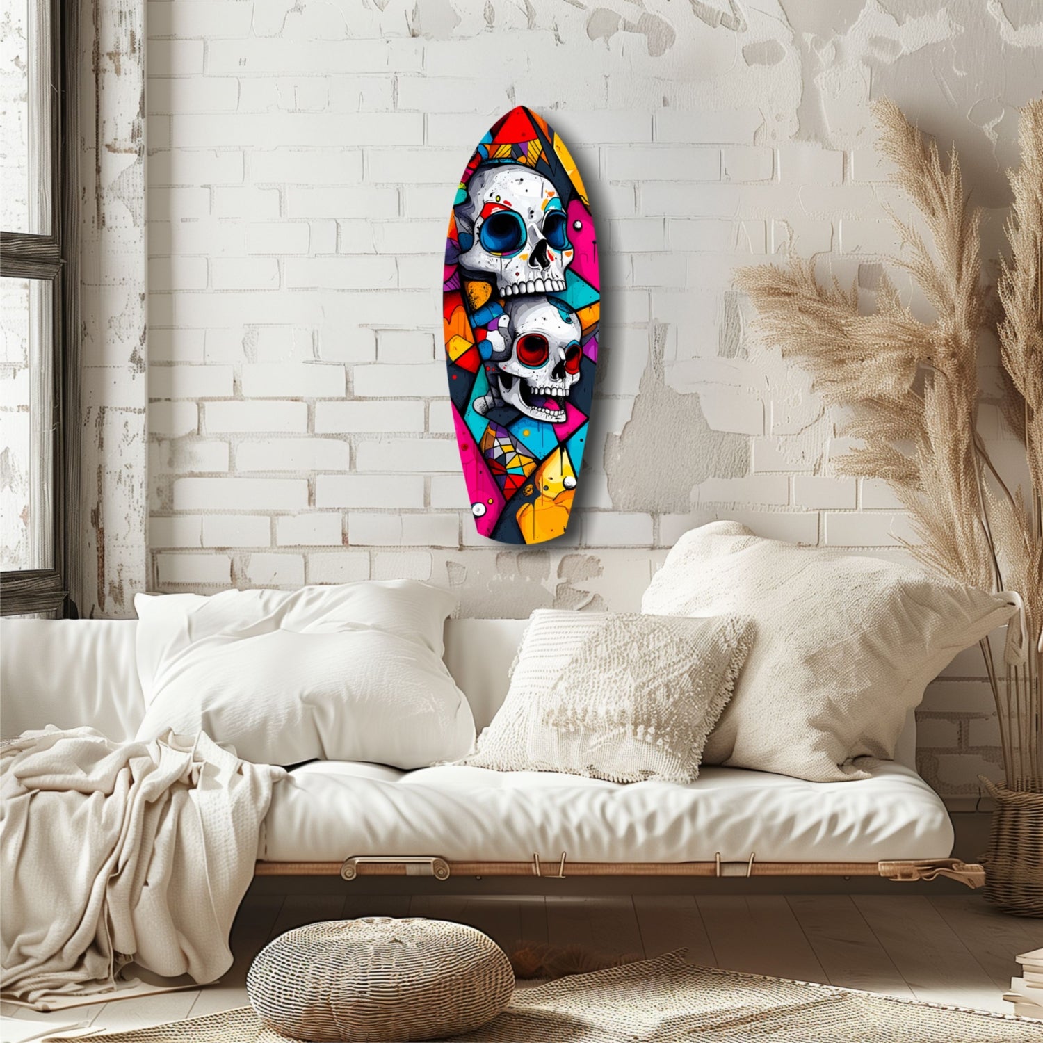 Vintage Skulls Glass Wall Art.