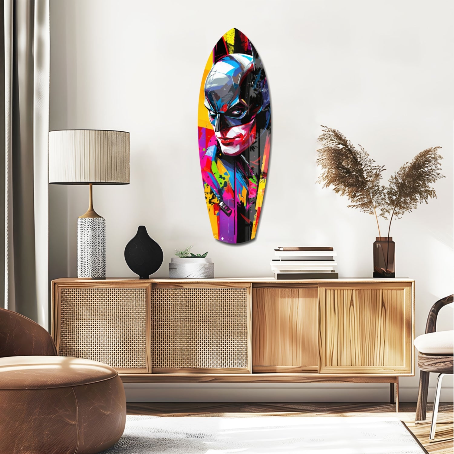 Shadowed Vigilante Glass Wall Art.