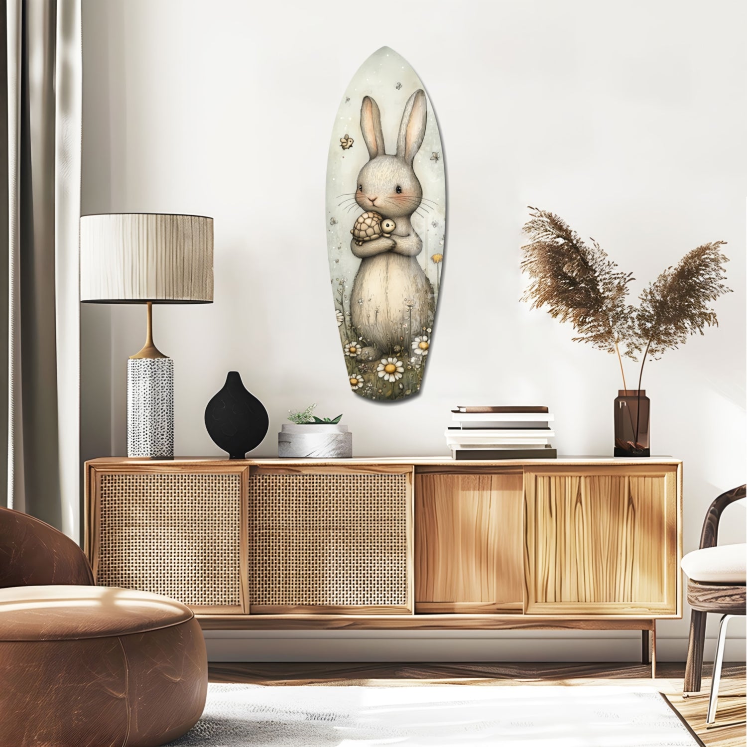 Cute Rabbit Glass Wall Art.