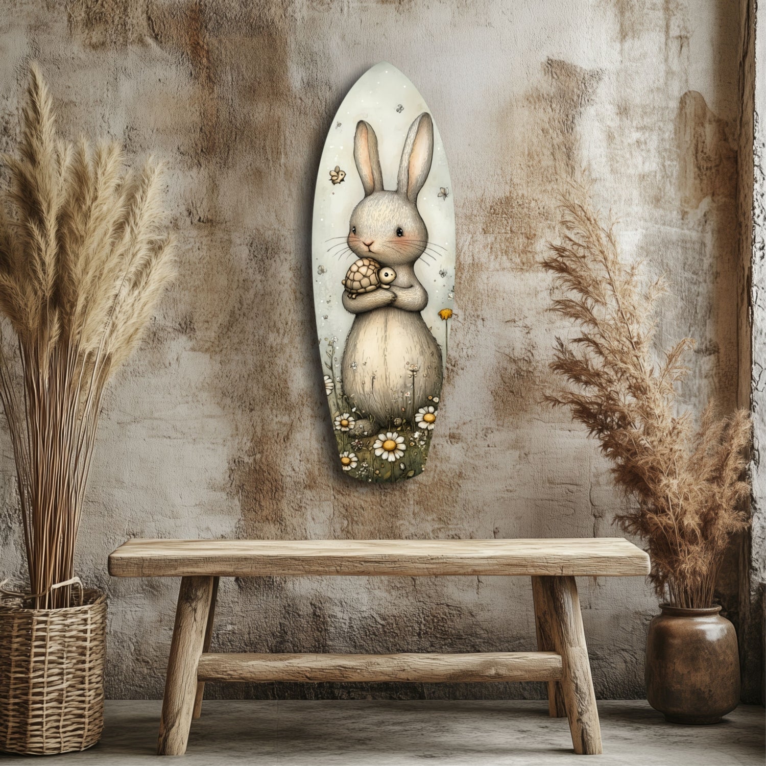 Cute Rabbit Glass Wall Art.