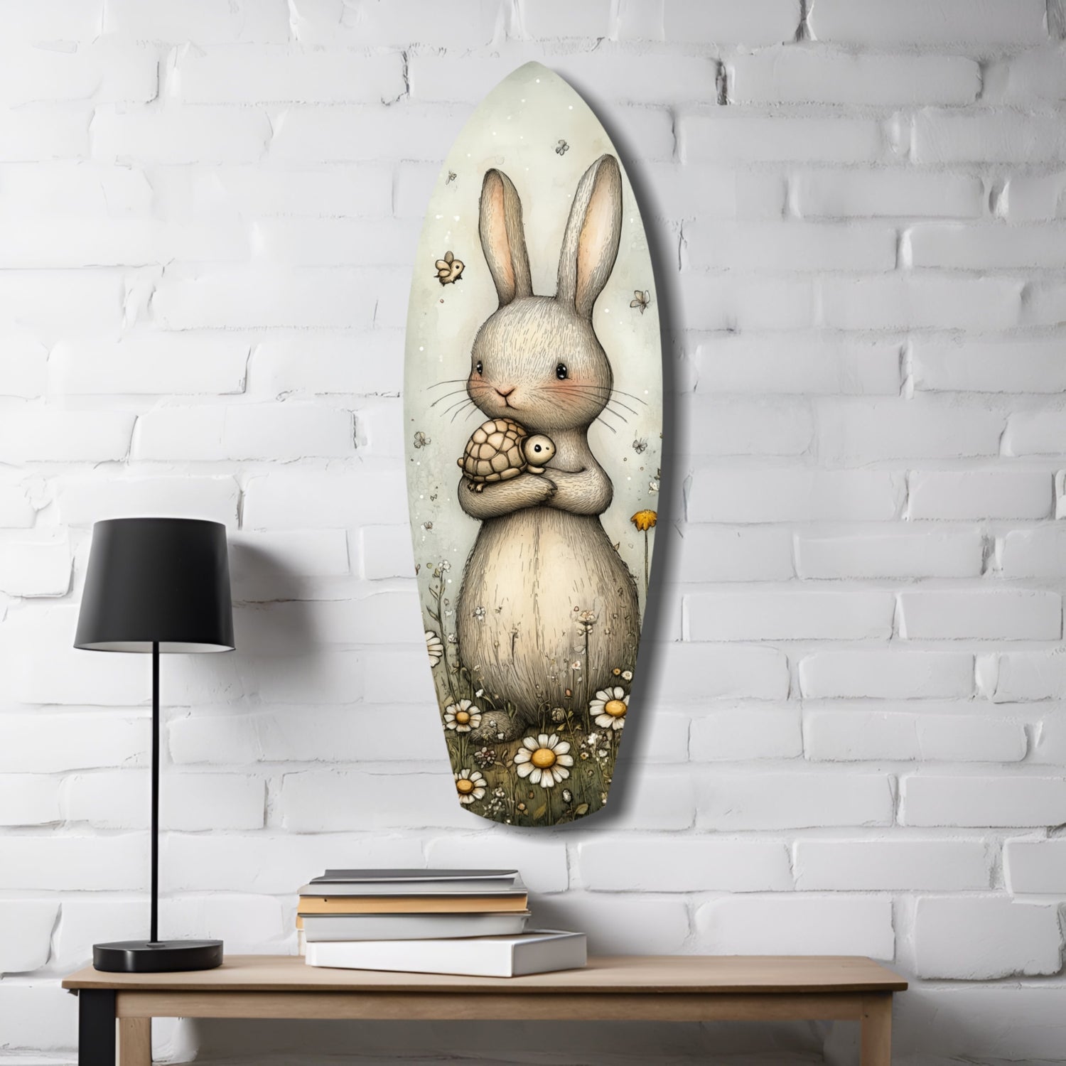 Cute Rabbit Glass Wall Art.