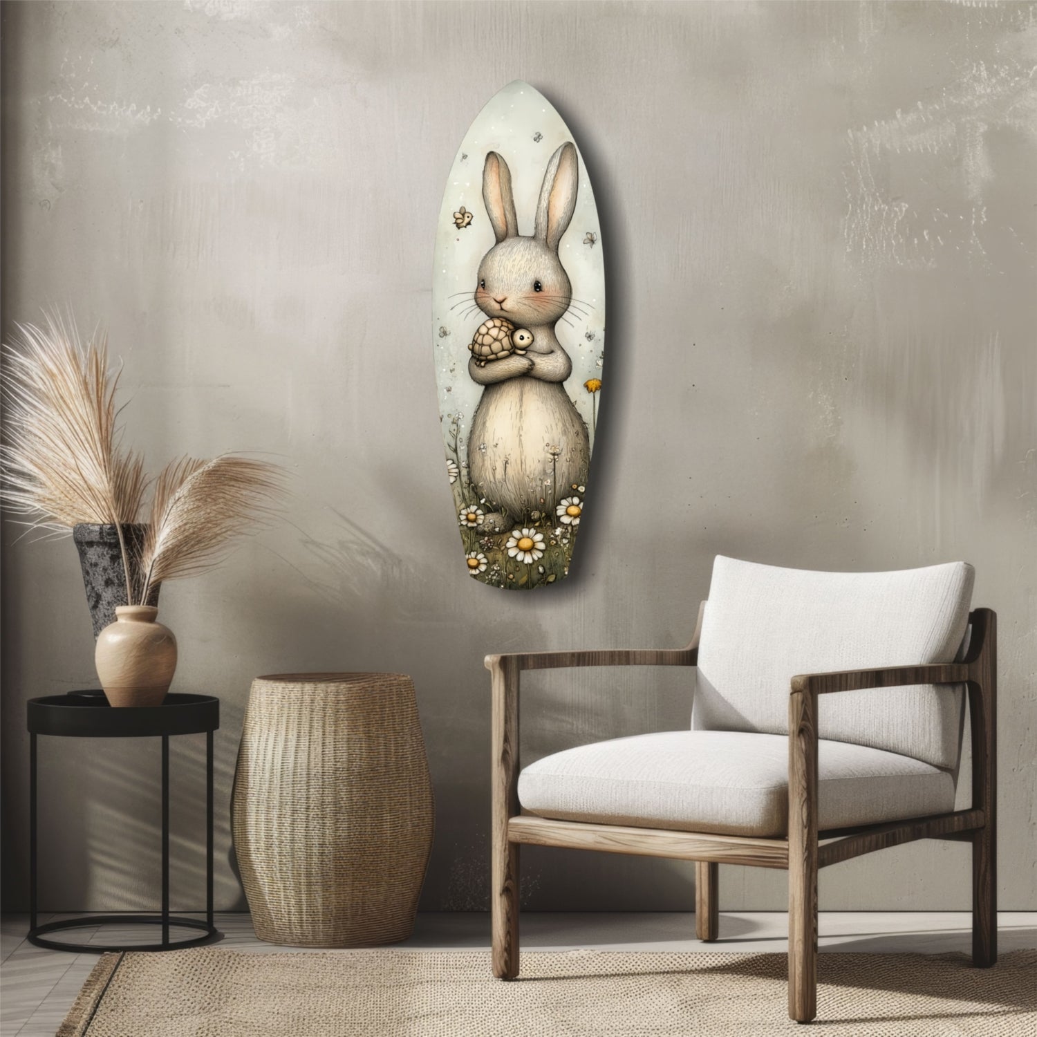 Cute Rabbit Glass Wall Art.
