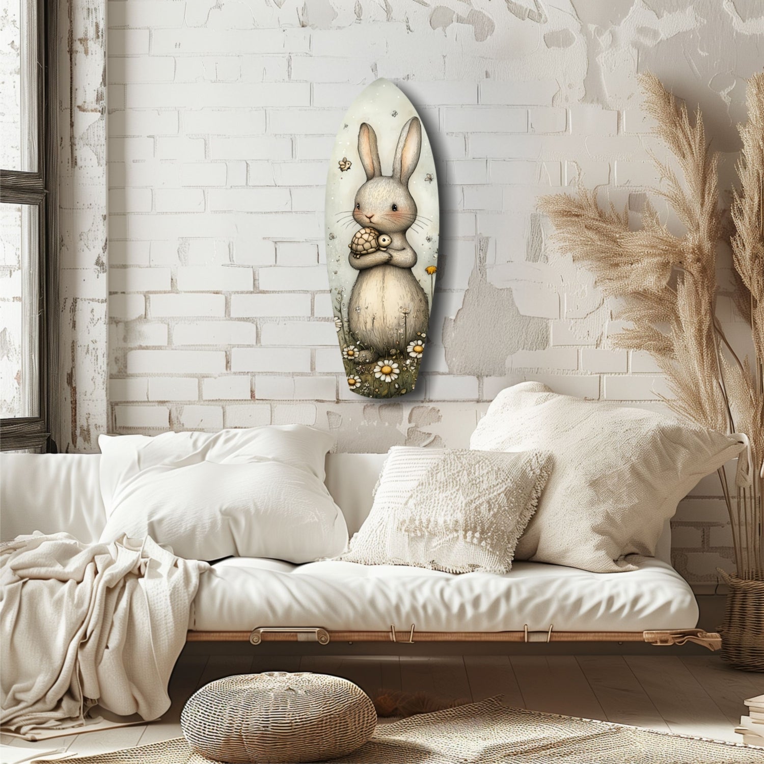 Cute Rabbit Glass Wall Art.