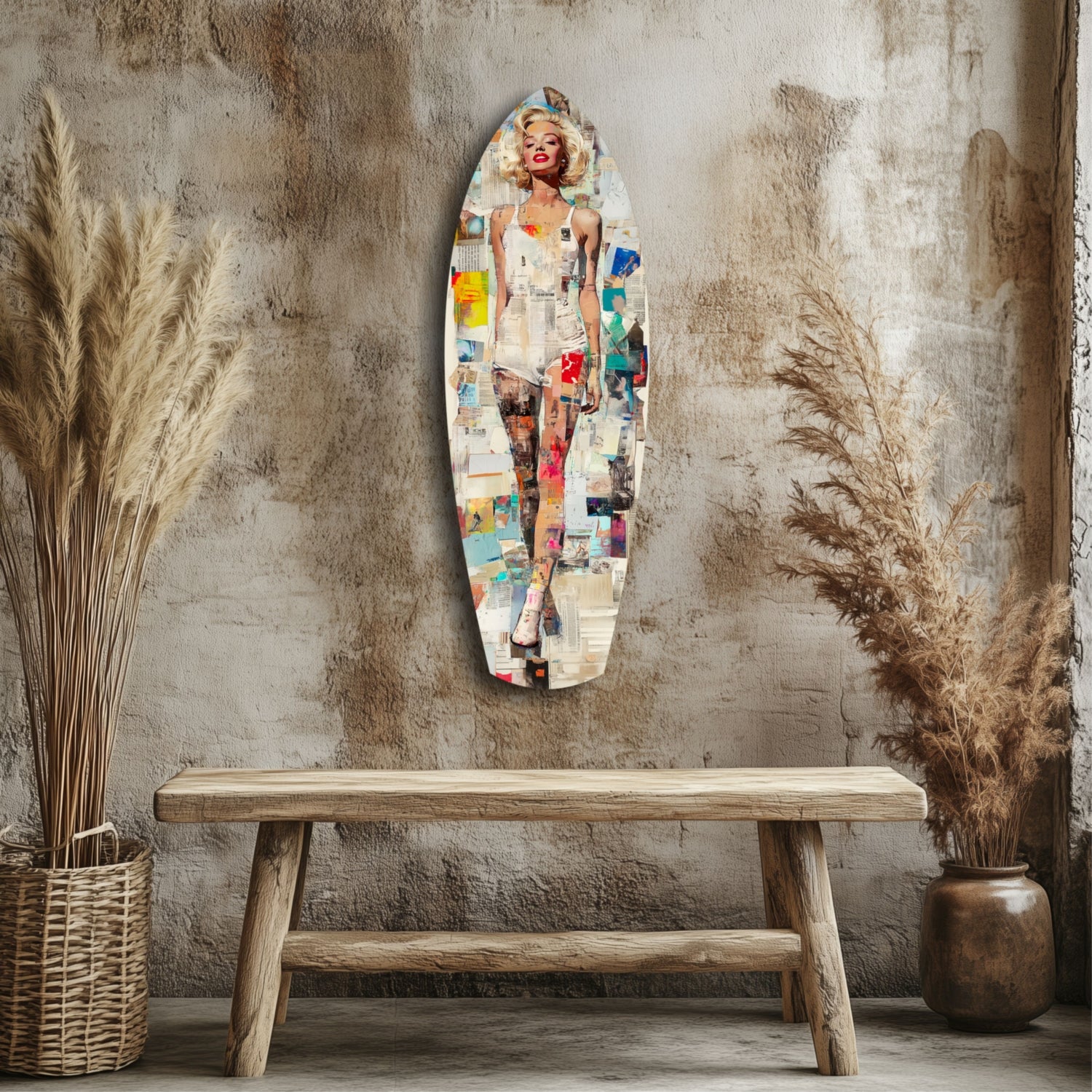 Marilyn in Vintage Swim Suit Glass Wall Art.