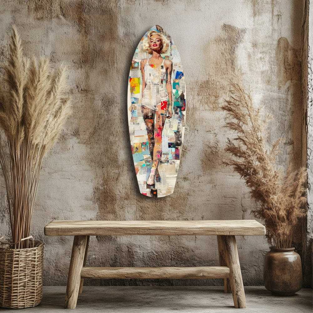 Marilyn in Vintage Swim Suit Glass Wall Art.